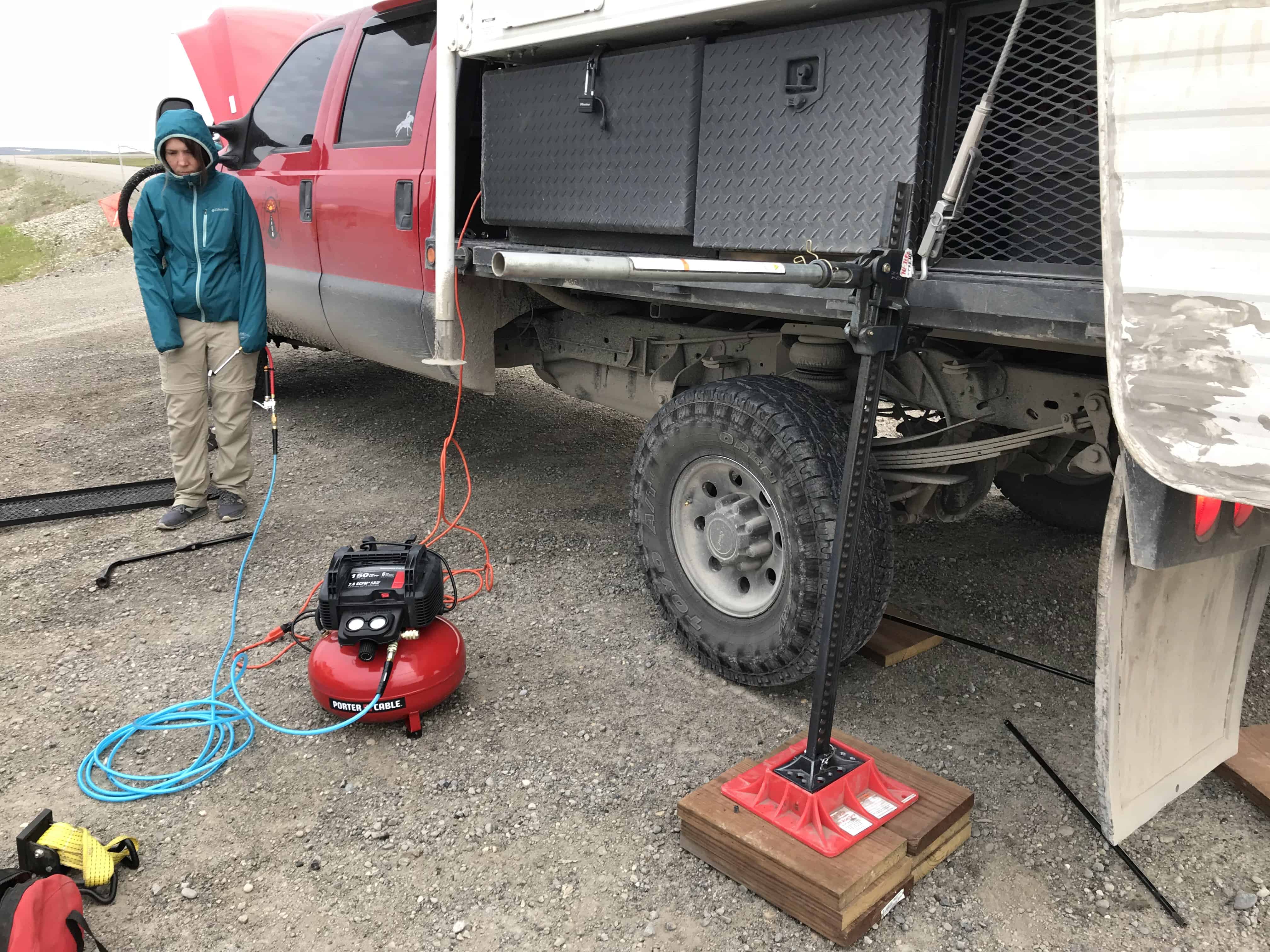 Flat tire on a truck on the Dalton Highway