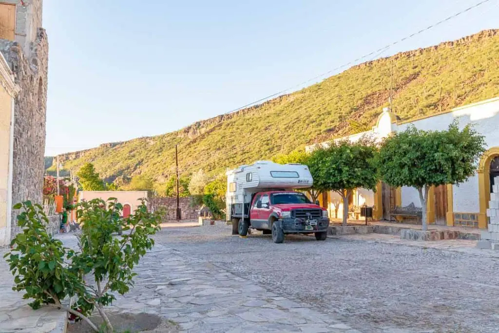 Camping in the street of San Miguel de Comondu