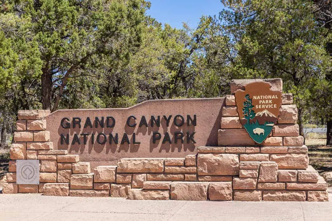 Entrance sign at Grand Canyon National Park