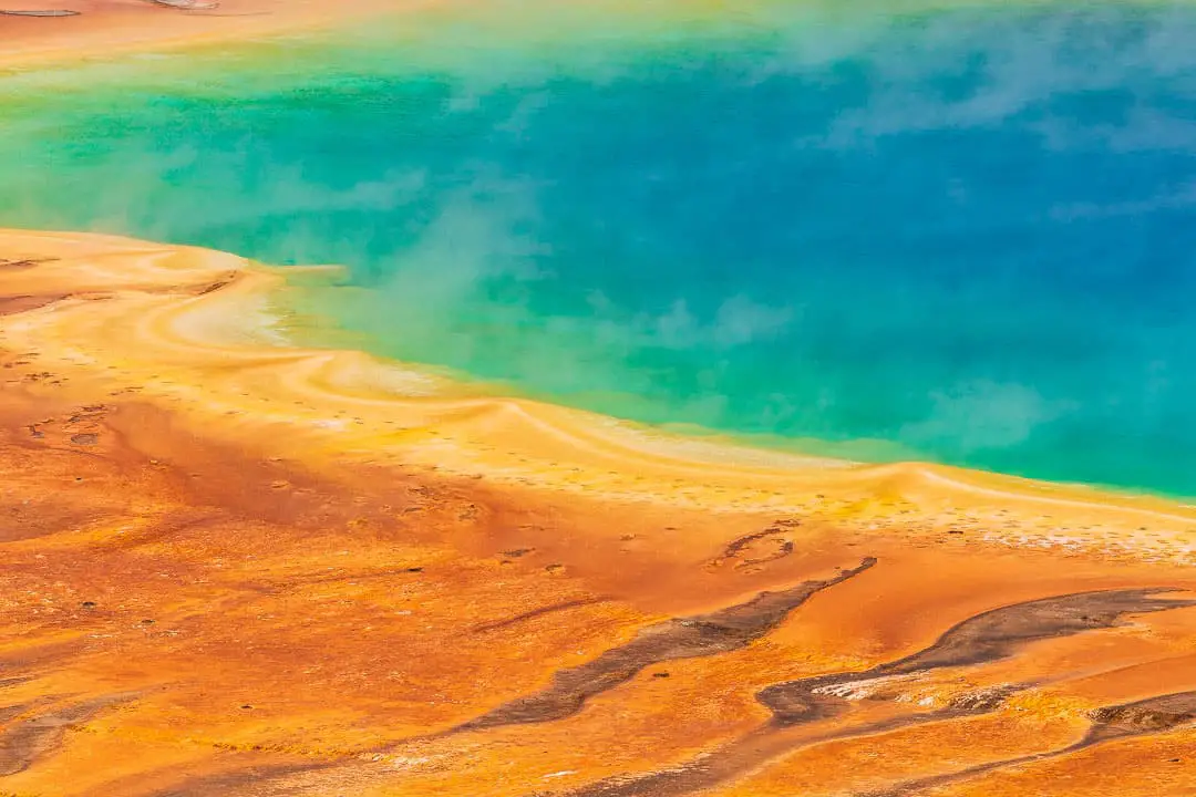 Up close of the colors of Grand Prismatic Spring 