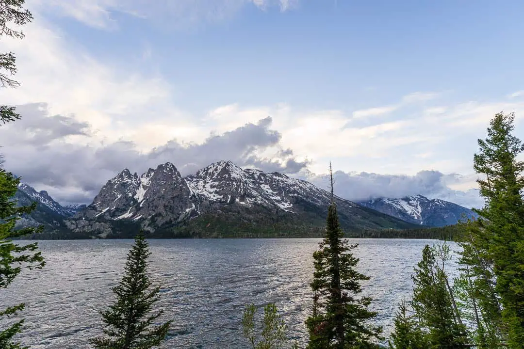 View of Jenny Lake and Teton mountains from a scenic drive