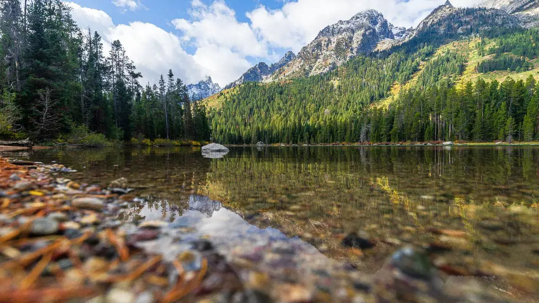 Mountain lake view from the ground 