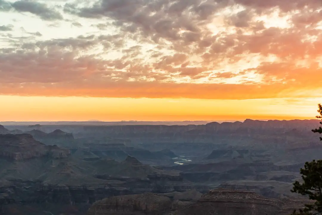 View of Grand Canyon and the Colorado river at sunrise