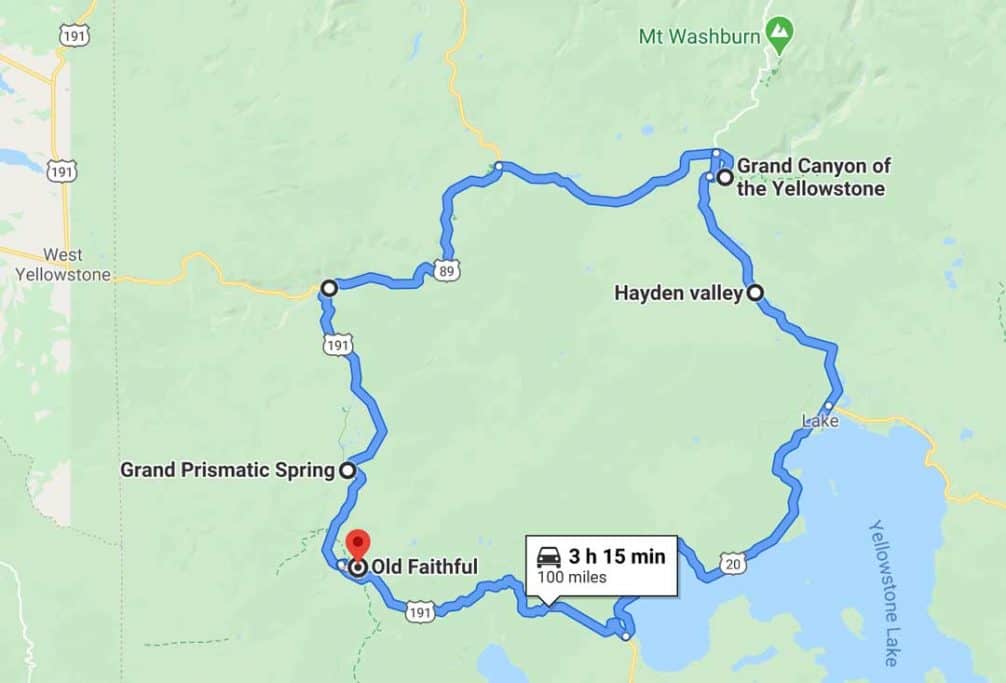 4 day yellowstone itinerary route