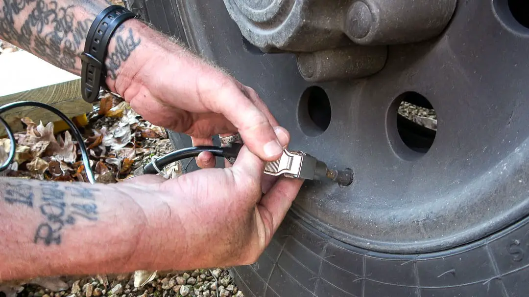 Inflating truck camper tires