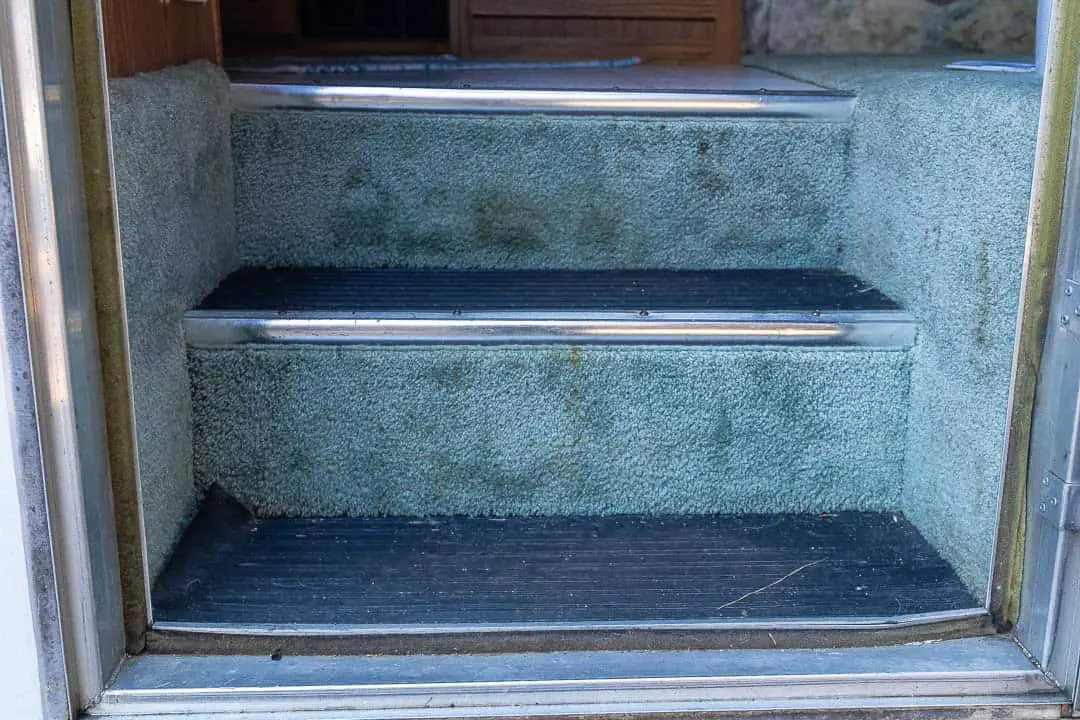 Entry steps to an RV before remodel